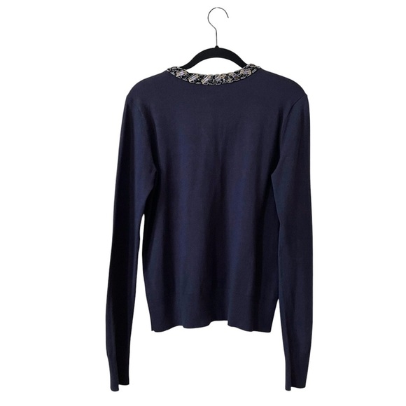 Cabi Style 3304 Formal Cardigan Womens Size S Midnight Blue Long Slv Embellished - Picture 3 of 8